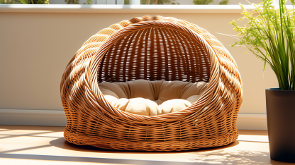 Original custom rattan cat bed suitable for all four seasons in winter, semi-enclosed willow weaving, bamboo weaving cat basket for winter - Image 3