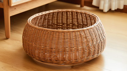 Original custom rattan cat bed suitable for all four seasons in winter, semi-enclosed willow weaving, bamboo weaving cat basket for winter - Image 6