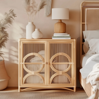 Wicker storage racks, organizing living room sofas, bedroom tables, small corner cabinets, multi-layered pure handcrafted real wicker - Image 8