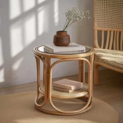 Wabi-retro French entrance, living room, home homestay, hotel, coffee table, table decoration, creative tea table and round stool against the wall - Image 10
