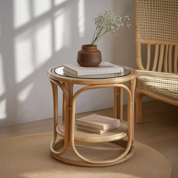 Wabi-retro French entrance, living room, home homestay, hotel, coffee table, table decoration, creative tea table and round stool against the wall - 图片 10