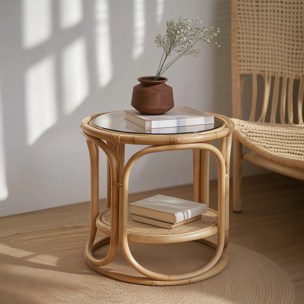 Wabi-retro French entrance, living room, home homestay, hotel, coffee table, table decoration, creative tea table and round stool against the wall - 图片 8