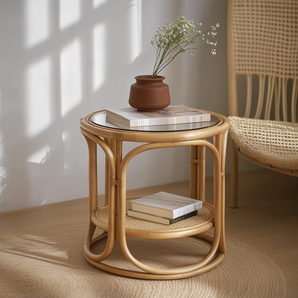 Wabi-retro French entrance, living room, home homestay, hotel, coffee table, table decoration, creative tea table and round stool against the wall - 图片 9