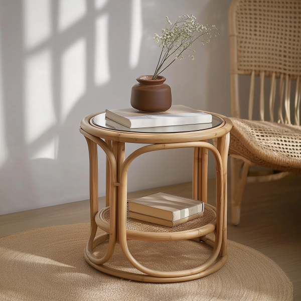 Wabi-retro French entrance, living room, home homestay, hotel, coffee table, table decoration, creative tea table and round stool against the wall - 图片 7
