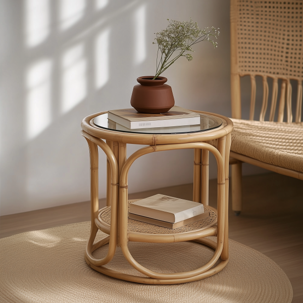 Wabi-retro French entrance, living room, home homestay, hotel, coffee table, table decoration, creative tea table and round stool against the wall - 图片 5