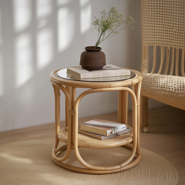 Wabi-retro French entrance, living room, home homestay, hotel, coffee table, table decoration, creative tea table and round stool against the wall - 图片 3