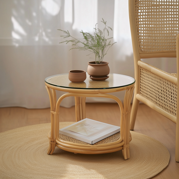 Wabi-retro French entrance, living room, home homestay, hotel, coffee table, table decoration, creative tea table and round stool against the wall - 图片 11
