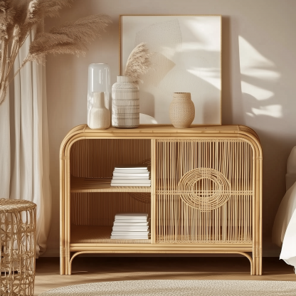 Solid wood bookcase, oak household display cabinet with door, display cabinet, storage cabinet and storage cabinet - Image 9