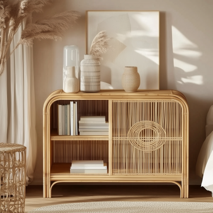 Solid wood bookcase, oak household display cabinet with door, display cabinet, storage cabinet and storage cabinet - Image 6