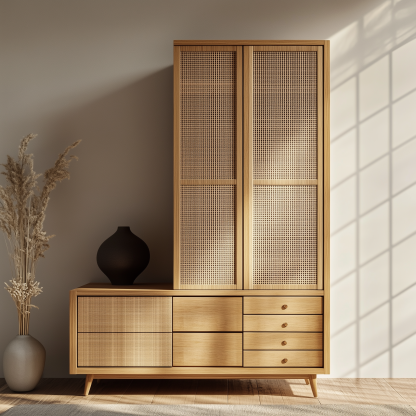 Nordic solid wood storage cabinets, white wax wood simple and suitable for small-sized household use, Japanese simple bedroom wardrobes for bedroom use - Image 7