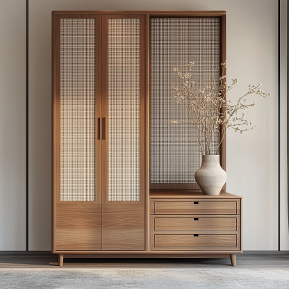 Nordic solid wood storage cabinets, white wax wood simple and suitable for small-sized household use, Japanese simple bedroom wardrobes for bedroom use - Image 6