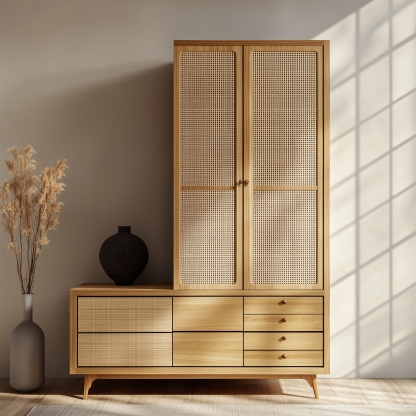 Nordic solid wood storage cabinets, white wax wood simple and suitable for small-sized household use, Japanese simple bedroom wardrobes for bedroom use - Image 8