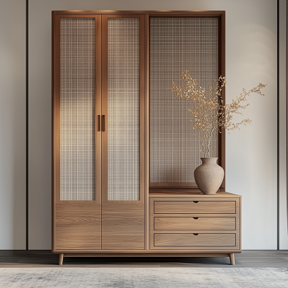 Nordic solid wood storage cabinets, white wax wood simple and suitable for small-sized household use, Japanese simple bedroom wardrobes for bedroom use - Image 7