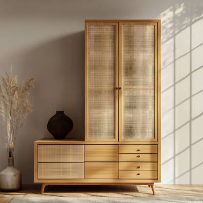 Nordic solid wood storage cabinets, white wax wood simple and suitable for small-sized household use, Japanese simple bedroom wardrobes for bedroom use - Image 6