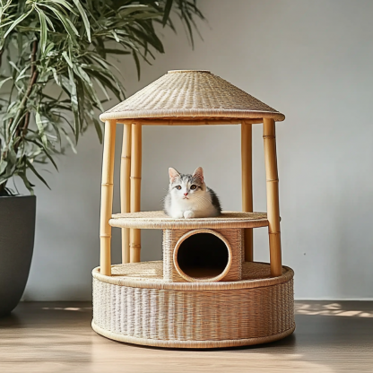 Doghouse, summer coolhouse, rattan doghouse and cathouse, four-season universal dog house, dog bed, large, medium and small doghouse, cat coolhouse
