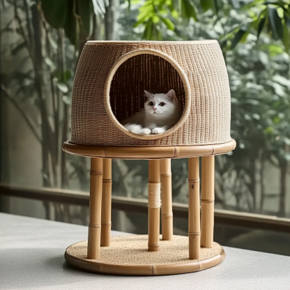 Doghouse, summer coolhouse, rattan doghouse and cathouse, four-season universal dog house, dog bed, large, medium and small doghouse, cat coolhouse