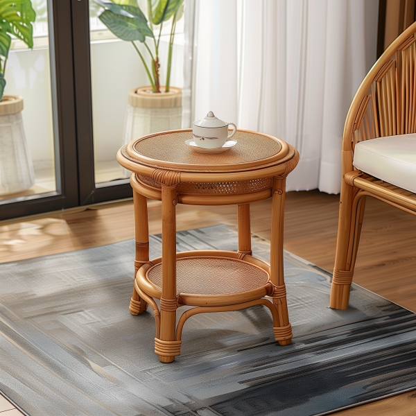 A three-piece set of rattan chairs, tea tables and chairs, backrest chairs for the elderly, natural and genuine rattan balconies, single-person household rattan chairs, woven - 图片 11