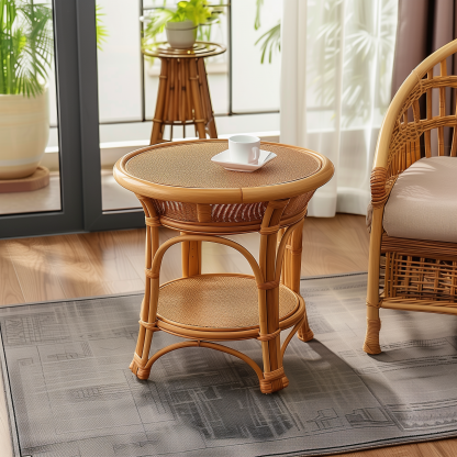 A three-piece set of rattan chairs, tea tables and chairs, backrest chairs for the elderly, natural and genuine rattan balconies, single-person household rattan chairs, woven - Image 10