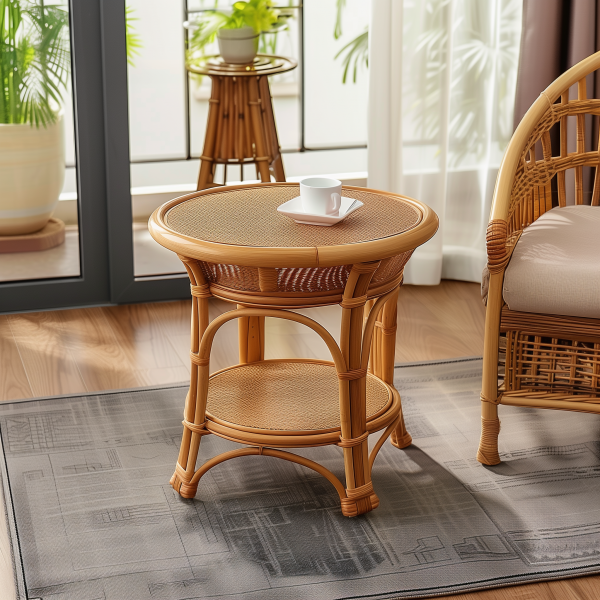 A three-piece set of rattan chairs, tea tables and chairs, backrest chairs for the elderly, natural and genuine rattan balconies, single-person household rattan chairs, woven - 图片 10