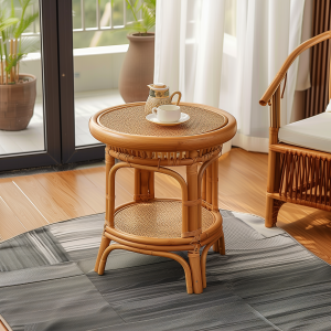 A three-piece set of rattan chairs, tea tables and chairs, backrest chairs for the elderly, natural and genuine rattan balconies, single-person household rattan chairs, woven