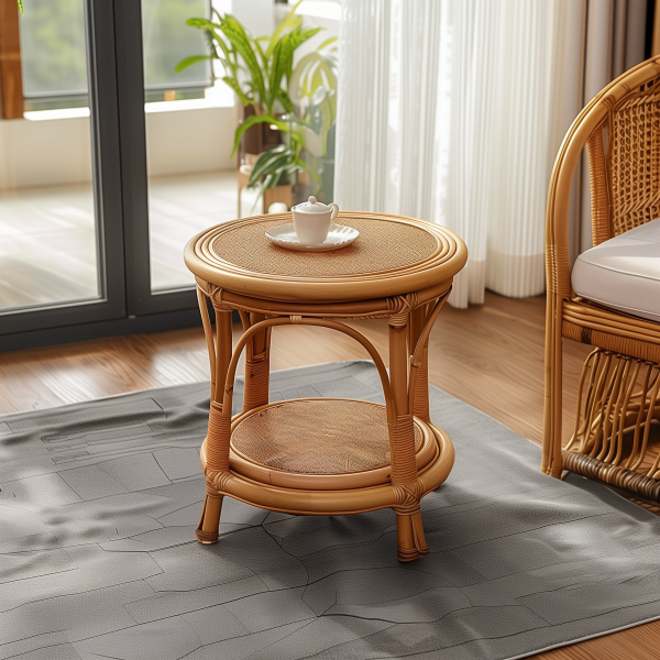 A three-piece set of rattan chairs, tea tables and chairs, backrest chairs for the elderly, natural and genuine rattan balconies, single-person household rattan chairs, woven - 图片 5