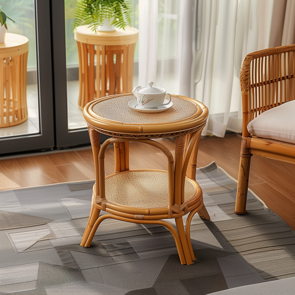 A three-piece set of rattan chairs, tea tables and chairs, backrest chairs for the elderly, natural and genuine rattan balconies, single-person household rattan chairs, woven - 图片 8