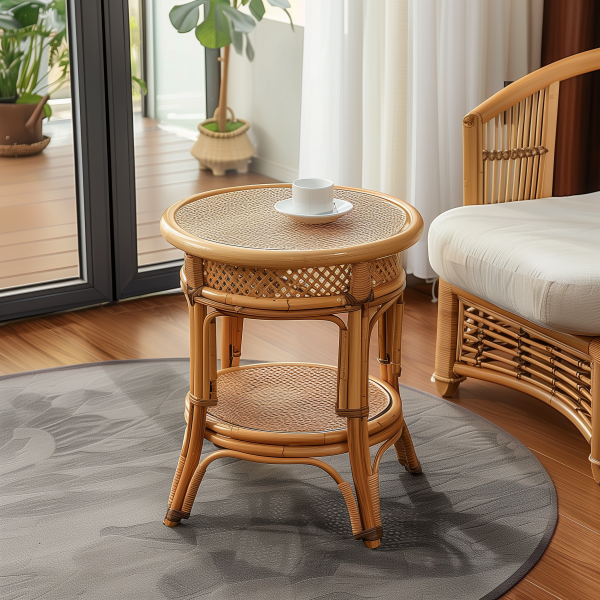 A three-piece set of rattan chairs, tea tables and chairs, backrest chairs for the elderly, natural and genuine rattan balconies, single-person household rattan chairs, woven - 图片 3