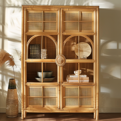 Solid wood French retro, American light luxury, Italian restaurant wine cabinet, sideboard, glass storage cabinet, decorative cabinet, display cabinet - Image 5