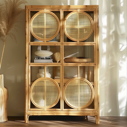 Solid wood French retro, American light luxury, Italian restaurant wine cabinet, sideboard, glass storage cabinet, decorative cabinet, display cabinet - Image 4