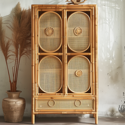 Solid wood bookcase, oak household display cabinet with door, display cabinet, storage cabinet and storage cabinet - Image 2