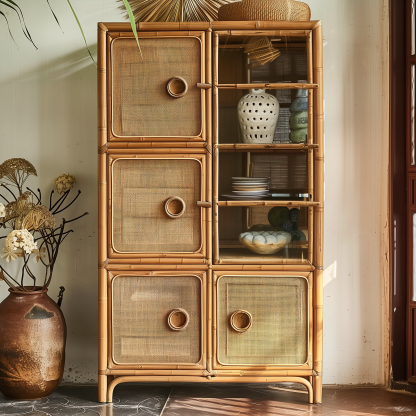 Solid wood French retro, American light luxury, Italian restaurant wine cabinet, sideboard, glass storage cabinet, decorative cabinet, display cabinet - Image 2