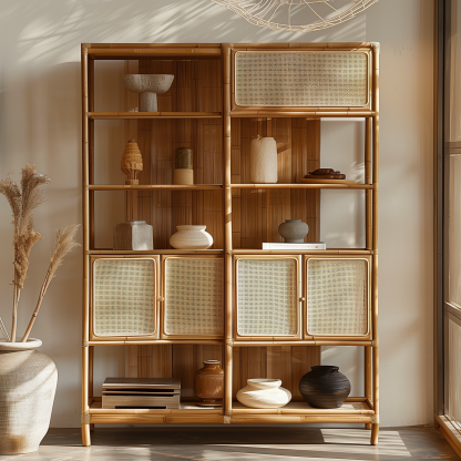 Wabi-sabi style solid wood rattan sideboard, simple and modern tea cabinet, small-sized household integrated storage cabinet - Image 8