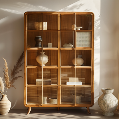 Wabi-sabi style solid wood rattan sideboard, simple and modern tea cabinet, small-sized household integrated storage cabinet - Image 3