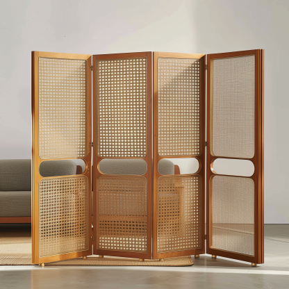 Nordic solid wood wardrobe, retro home bedroom storage cabinet, modern and simple small-sized rattan double-door wardrobe - Image 9