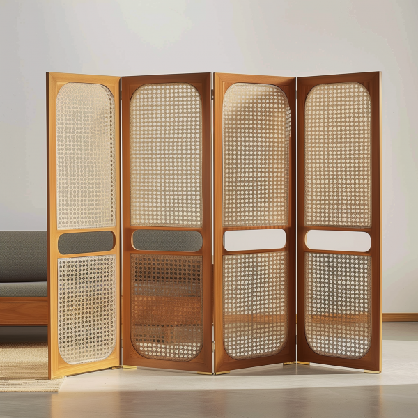 Nordic solid wood wardrobe, retro home bedroom storage cabinet, modern and simple small-sized rattan double-door wardrobe - 图片 5