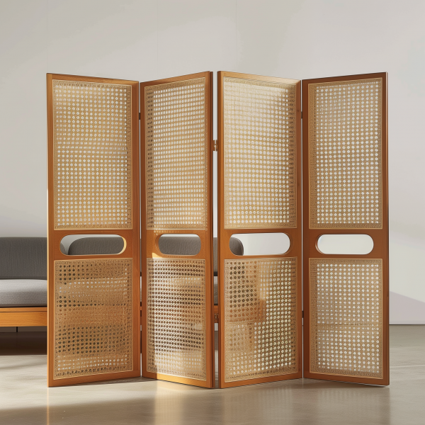 Nordic solid wood wardrobe, retro home bedroom storage cabinet, modern and simple small-sized rattan double-door wardrobe - 图片 8