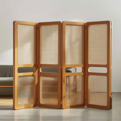 Nordic solid wood wardrobe, retro home bedroom storage cabinet, modern and simple small-sized rattan double-door wardrobe - Image 7