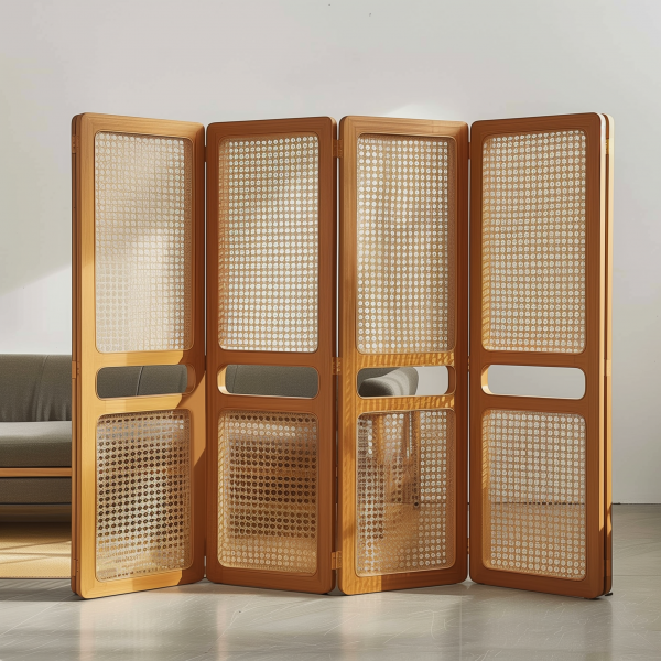 Nordic solid wood wardrobe, retro home bedroom storage cabinet, modern and simple small-sized rattan double-door wardrobe - 图片 7