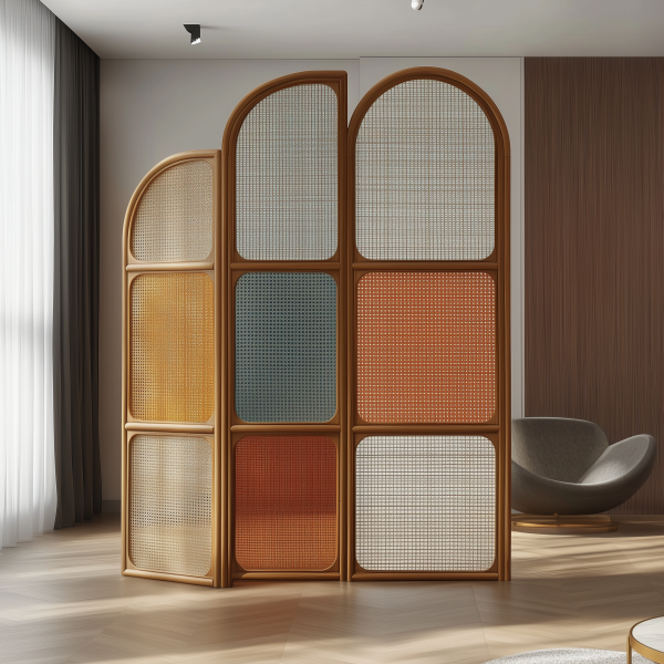 Chinese-style solid wood rattan woven screen folding and movable partition, directly opposite the entrance door, Japanese-style living room sofa background wall folding screen - 图片 7