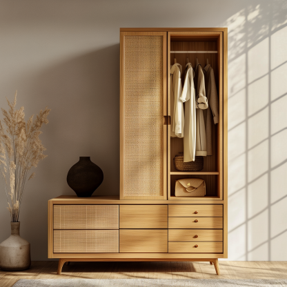 Nordic solid wood storage cabinets, white wax wood simple and suitable for small-sized household use, Japanese simple bedroom wardrobes for bedroom use - Image 3
