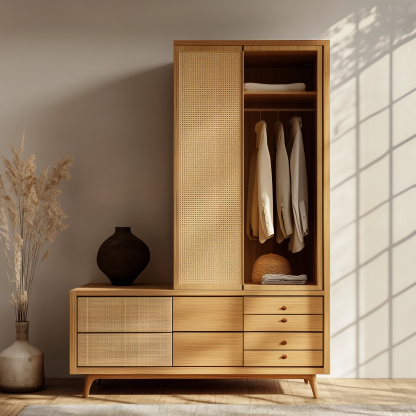Nordic solid wood storage cabinets, white wax wood simple and suitable for small-sized household use, Japanese simple bedroom wardrobes for bedroom use - Image 5