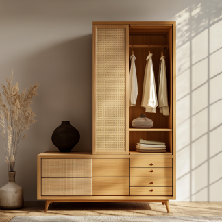 Nordic solid wood storage cabinets, white wax wood simple and suitable for small-sized household use, Japanese simple bedroom wardrobes for bedroom use