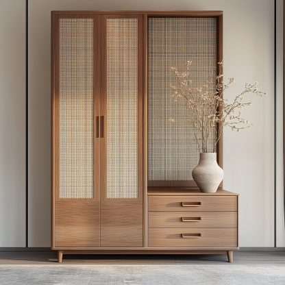 Nordic solid wood storage cabinets, white wax wood simple and suitable for small-sized household use, Japanese simple bedroom wardrobes for bedroom use - Image 4