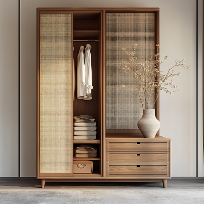 Nordic solid wood storage cabinets, white wax wood simple and suitable for small-sized household use, Japanese simple bedroom wardrobes for bedroom use - Image 3