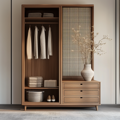 Nordic solid wood storage cabinets, white wax wood simple and suitable for small-sized household use, Japanese simple bedroom wardrobes for bedroom use - Image 2