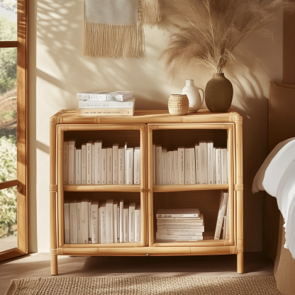 Nordic solid wood sideboard, wall-mounted integrated storage cabinet, ash wood sideboard, storage cabinet, wabi-sabi style wicker cabinet - Image 4
