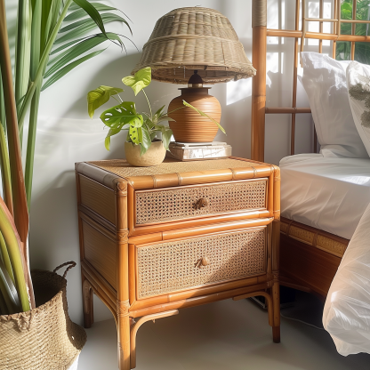 Wicker children's bedside table, Nordic style, popular, simple mini tatami, no installation, small storage rack, storage cabinet - Image 4