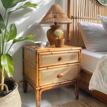 Wicker children's bedside table, Nordic style, popular, simple mini tatami, no installation, small storage rack, storage cabinet - Image 6