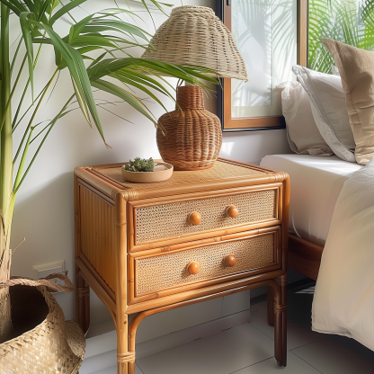 Wicker children's bedside table, Nordic style, popular, simple mini tatami, no installation, small storage rack, storage cabinet - Image 3