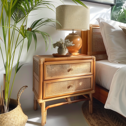 Wicker children's bedside table, Nordic style, popular, simple mini tatami, no installation, small storage rack, storage cabinet - Image 2